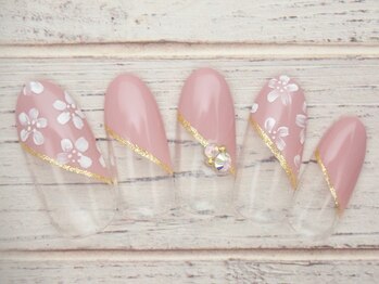 ワンネイル(ONE NAIL)/#お花#フレンチネイル