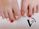 #フットネイル#ハイビスカス