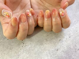 ちゅるん桃ネイル☆:*+