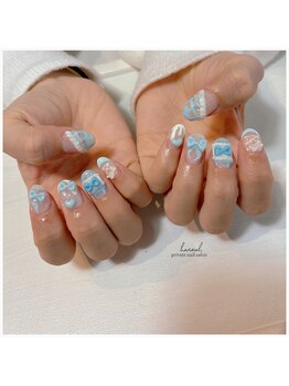 ハヌル(haneul.)/フリルリボン/水色ネイル