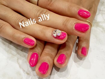 ネイルズアリー 立川店(Nails ally)/ネオンカラー×Vカットストーン