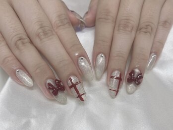 インザピンクリリー(in the pink LILY)/リボンネイル/マグネットネイル