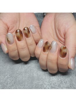 リブ(Lib)/べっ甲ネイル/秋ネイル