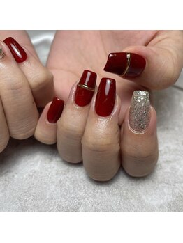 ボルドー/リングネイル/秋ネイル