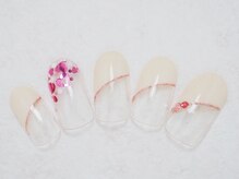 シックネイル(CHIC nail)/ななめフレンチハートホログラム