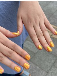 オーロラネイル/華やかオレンジ