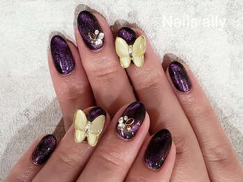ネイルズアリー 立川店(Nails ally)/バタフライネイル×マグネット