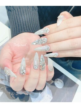デリーネイル(Dely_nail)/ホワイト×シルバーのゴージャス