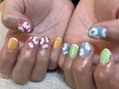 カラフルフラワーネイル