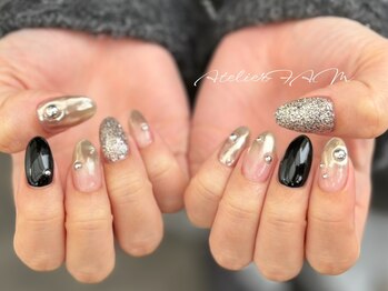 ブラック/シルバー/ミラーネイル