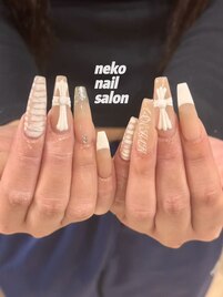 クロスネイル　フレンチ　韓国