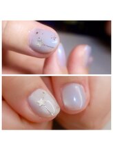 アヤネイル(Aya nail)/冬のオーロラブルーと星のアート
