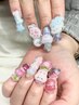 【話題の!】ジェルチップ長さだし10本+ボンボンドロップシールつけ放題