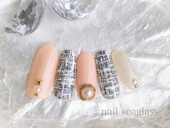 ネイル シーグラス(nail seaglass)/モノトーンツイードネイル