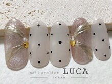 ネイルアトリエルカ(nail atelier LUCA)/O-18 大人ドット×リボンネイル