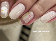 ネイルドットスタジオ 堺筋本町(NAIL DOT STUDIO)/雪だるま×チェック