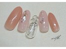 オレンジ　シェルネイル