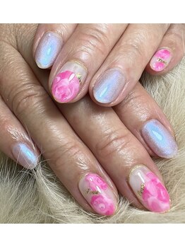 ヘアーアンドネイル ルシア(Hair&Nail Lucia)/お花×オーロラパウダー