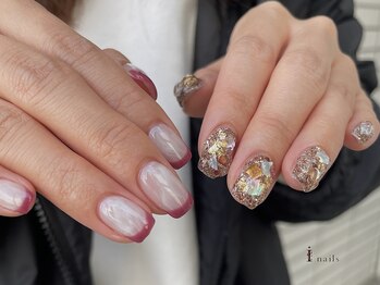 アイネイルズ 吉祥寺店(I nails)/ラメちぐはぐフレンチネイル