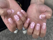 サクノネイル(SAKUNONAIL)/ピンクリボンフレンチネイル