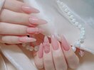 ピンクの3Dクロムネイル、可愛い