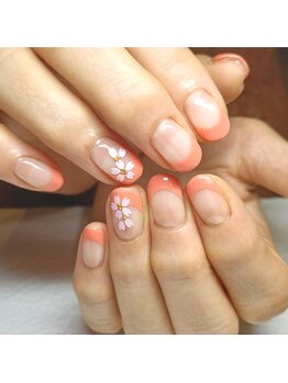 マニエネイル(mani e nail)/桜ホロ/ARTネイル/自爪育成/ケア