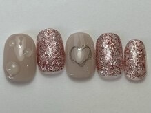 ネイルメゾン 天神店(NAIL MAISON)/ピンクラメハート手書き¥7000