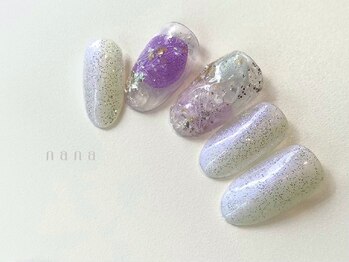 パープル 押し花 ラメ 