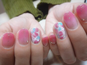 アミュリー ネイル アトリエ(Amury nail atelier)/ニュアンス フラワー ピンク