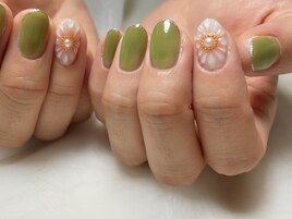 クリアフラワー×ラメフレンチ☆