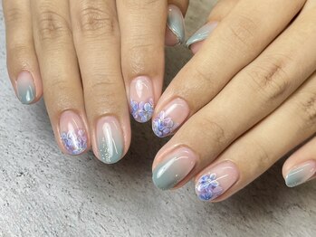 バーガンディ 鶴田(BURGUNDY)/あじさいネイル