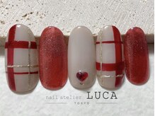 ネイルアトリエルカ(nail atelier LUCA)/O-17 ハート×チェックネイル
