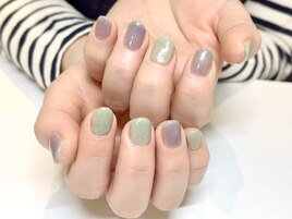 ワンカラー ラメ 春ネイル