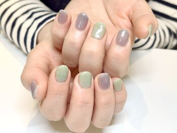 アンドミーネイル 蒲田(&me.nail)/ワンカラー ラメ 春ネイル 