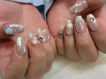アイネイルズ 三宮店(I nails)/きらきらマグローズりぼん¥9500