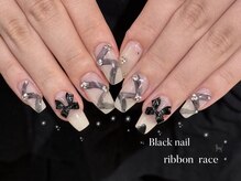 リンドネイル バイ モカ アンド ララ(Lind nail by moca and LaLa)/【mian】黒/韓国/ガーリー