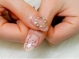 親指アート/リース/手描きリボン