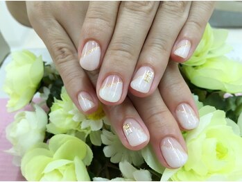 プルミエ ネイル(Premier Nail)/ななめフレンチ☆パールホワイト