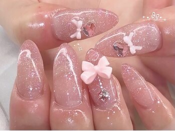 ネイルライフ 目黒店 恵比寿 白金(NailLife)/ピンクハートビジューネイル