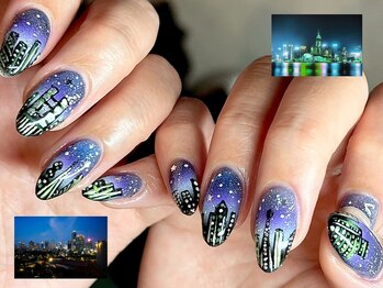 ヌル ネイル 堀江(NURU NAIL HORIE)/都会の夜景！個性派ネイル☆