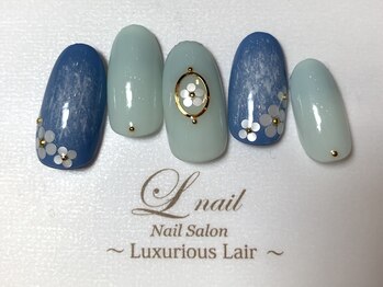 エルネイルアンドブラン 橋本店(Lnail×Blanc)/デニム×ホログラムフラワー