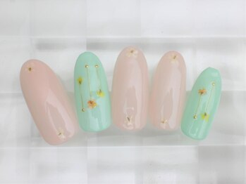 ネイルサロン あかねいろ/春夏 押花ニュアンス ワイヤー