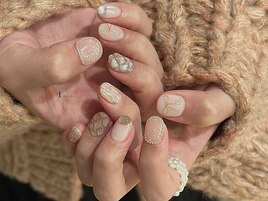 上品キルティングリボンネイル