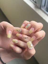 イエローネイル×星ネイル