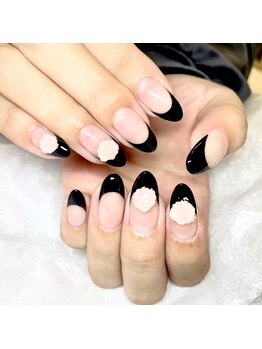 アンク(ank)/フレンチ/黒フレンチ/バラパーツ