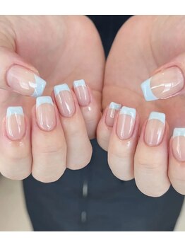 バイムーンサロン(By Moon Salon)/水色フレンチネイル
