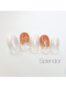 ネイルサロン スプレンダー(Splendor)/鮮やかオレンジ×グラデーション