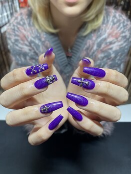 ビーハイブ ギフト ヘヤ(BeeHIVE gift HEYA)/クロムパーツ×パープルラメ