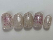 ネイルメゾン 天神店(NAIL MAISON)/リボン色鉛筆アートピンク¥7000