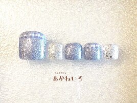夏色フット　グリッターネイル